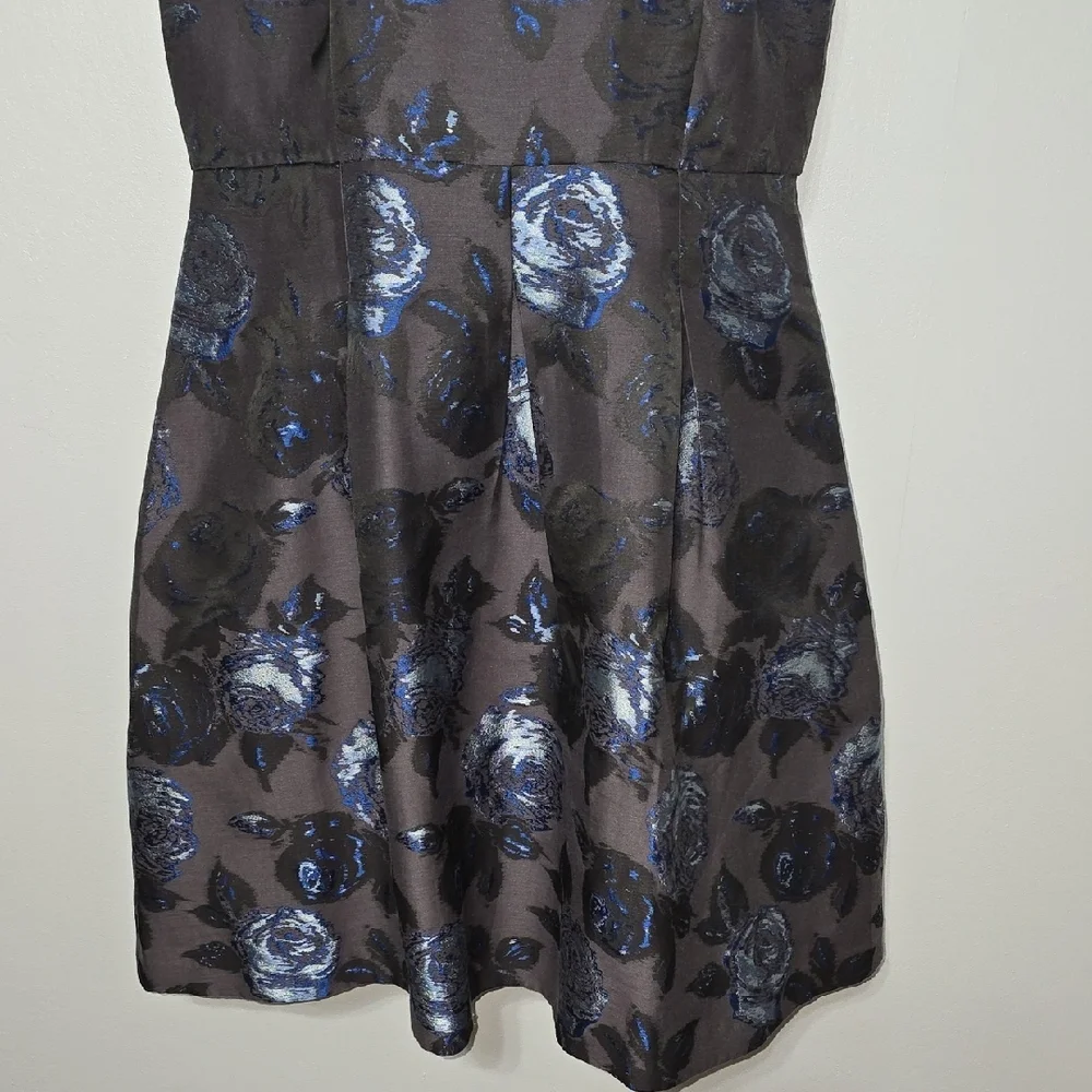 Talbots Black and Blue Floral Midi Dress - Picture 3 of 12